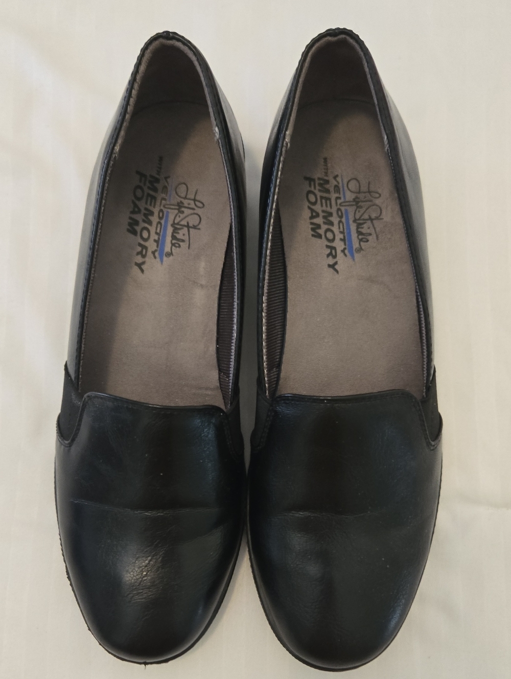 Life Stride Black Slip-On Memory Foam Flats